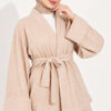Wide-Sleeve Two-Piece Set with Waist Belt Beige – Bild 2