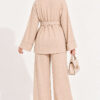 Wide-Sleeve Two-Piece Set with Waist Belt Beige – Bild 4