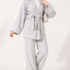 Wide-Sleeve Two-Piece Set with Waist Belt Grey - immagine 3