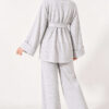 Wide-Sleeve Two-Piece Set with Waist Belt Grey - immagine 4