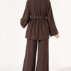 Wide-Sleeve Two-Piece Set with Waist Belt Brown – Bild 4