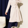 Double-Breasted Coat with Shawl Collar Beige - الصورة 2