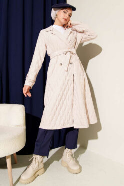 Alternative view of Double-Breasted Coat with Shawl Collar Beige