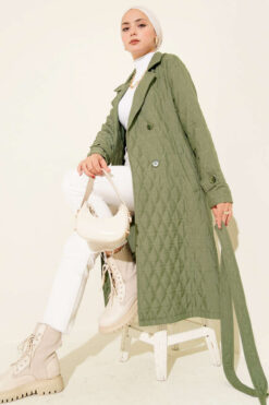 Double-Breasted Coat with Shawl Collar Taupe