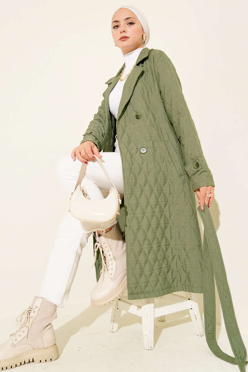 Double-Breasted Coat with Shawl Collar Taupe