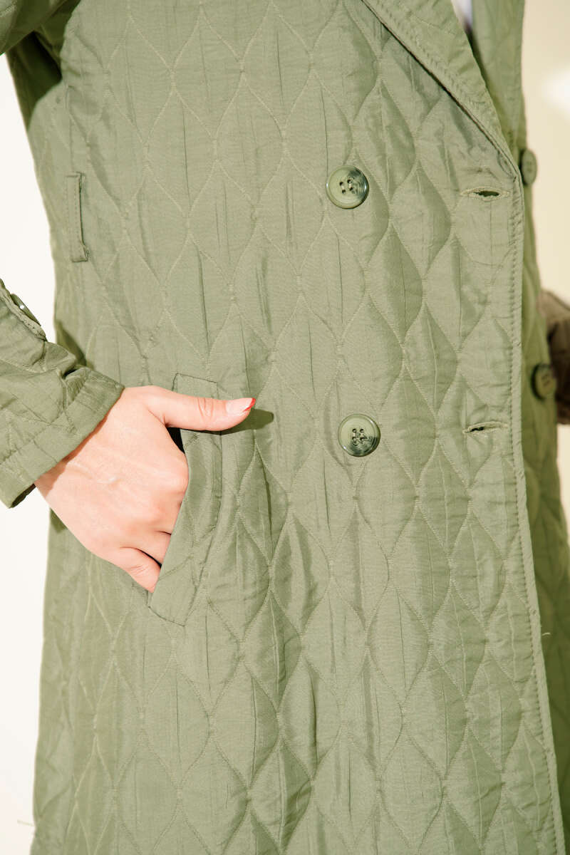 Double-Breasted Coat with Shawl Collar Taupe – Bild 4