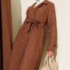 Double-Breasted Coat with Shawl Collar Coffee - الصورة 2