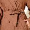 Double-Breasted Coat with Shawl Collar Coffee - الصورة 4