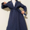 Double-Breasted Coat with Shawl Collar Navy Blue