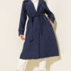 Double-Breasted Coat with Shawl Collar Navy Blue – Bild 2