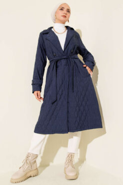 Alternative view of Double-Breasted Coat with Shawl Collar Navy Blue
