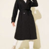 Double-Breasted Coat with Shawl Collar Jet Black - Imagen 2