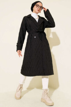 Alternative view of Double-Breasted Coat with Shawl Collar Jet Black