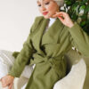 Belted Short Wool Blend Coat Hazel