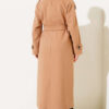 Long Wool-Blend Coat with Belt and Shoulder Epaulets Latte – Bild 3