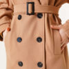 Long Wool-Blend Coat with Belt and Shoulder Epaulets Latte – Bild 4
