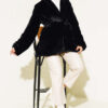 Belted Plush Coat Black - immagine 2