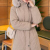Hooded Quilted Jacket with Elastic Waist Beige - Imagen 2