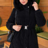 Hooded Quilted Jacket with Elastic Waist Black - Imagen 2