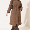 Hooded Quilted Jacket with Elastic Waist Mink