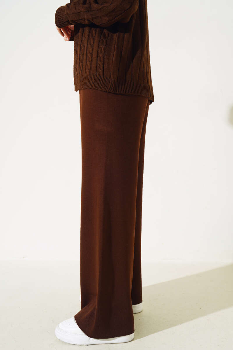 Elastic Waist French Terry Knit Pants Brown – Bild 3
