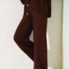 Elastic Waist French Terry Knit Pants Brown – Bild 2