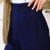 Elastic Waist French Terry Knit Pants Navy Blue – Image 4