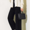 Elastic Waist French Terry Knit Pants Black – Image 2