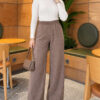 Elastic Waist French Terry Knit Pants Mink - Imagen 2