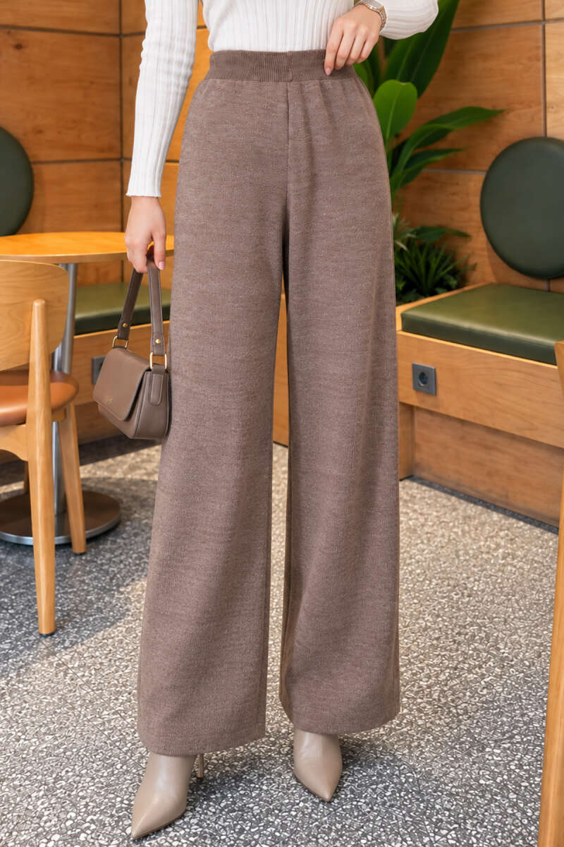 Elastic Waist French Terry Knit Pants Mink - Imagen 3