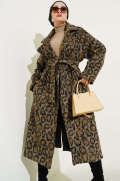Leopard Print Belted Coat Leopard