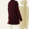 Leopard Print Fleece-Lined Knit Cardigan Burgundy - Imagen 3