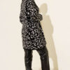 ⁦Leopard Print Fleece-Lined Knit Cardigan Grey⁩ - الصورة ⁦3⁩