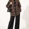 Leopard Print Fleece-Lined Knit Cardigan Latte – Bild 3