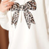 Leopard Print Ribbon-Patterned French Terry Three-Thread Sweatshirt Ecru – Image 4