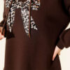 Leopard Print Ribbon-Patterned French Terry Three-Thread Sweatshirt Brown - immagine 4