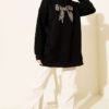 Leopard Print Ribbon-Patterned French Terry Three-Thread Sweatshirt Black - Imagen 2