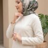 Lotus Flower Patterned Scarf Series Khaki