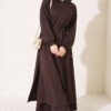 Loyşa Waist-Defined Long Tunic Set Dark Brown
