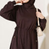 Loyşa Waist-Defined Long Tunic Set Dark Brown - الصورة 2