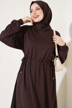 Alternative view of Loyşa Waist-Defined Long Tunic Set Dark Brown