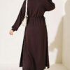 Loyşa Waist-Defined Long Tunic Set Dark Brown - الصورة 3
