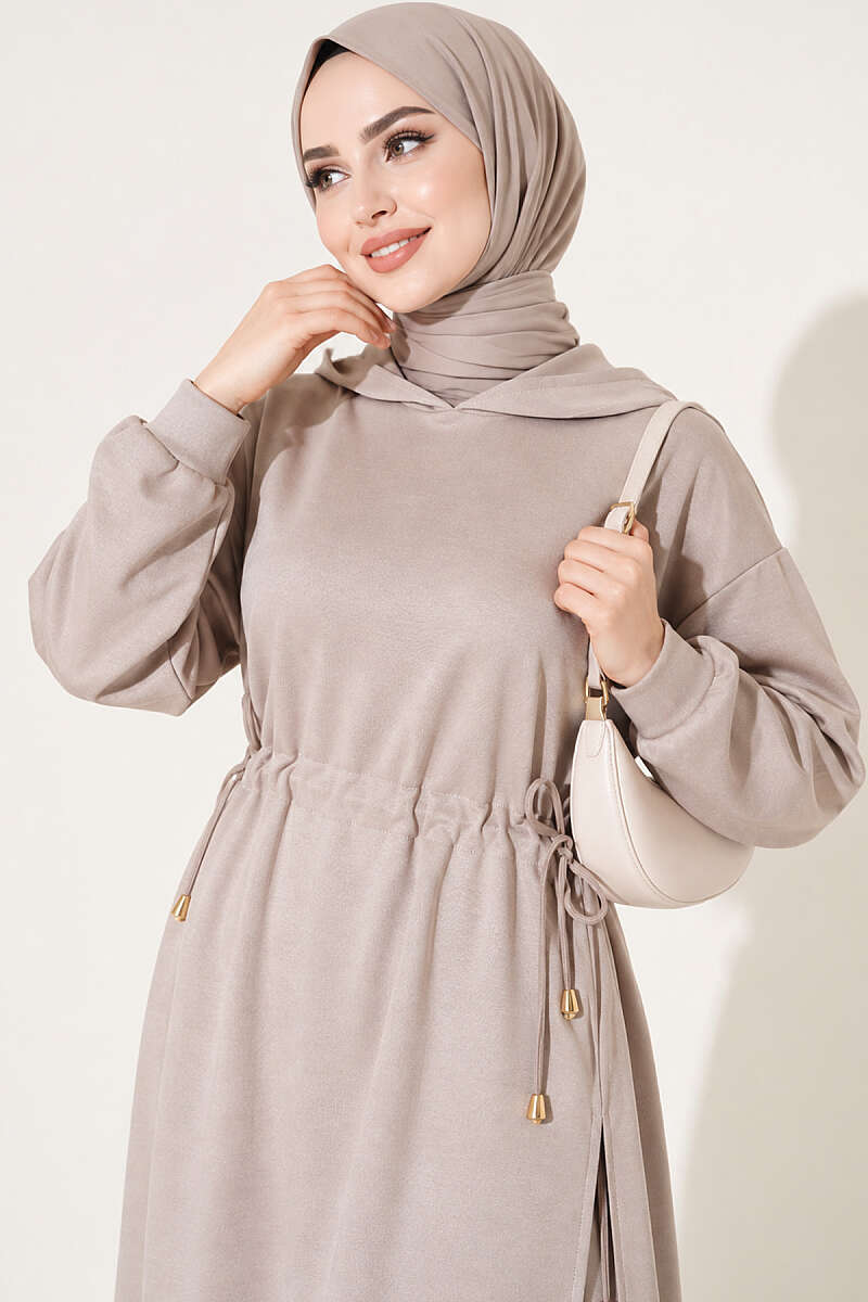 Loyşa Waist-Defined Long Tunic Set Beige – Bild 2