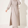 Loyşa Waist-Defined Long Tunic Set Beige – Bild 3