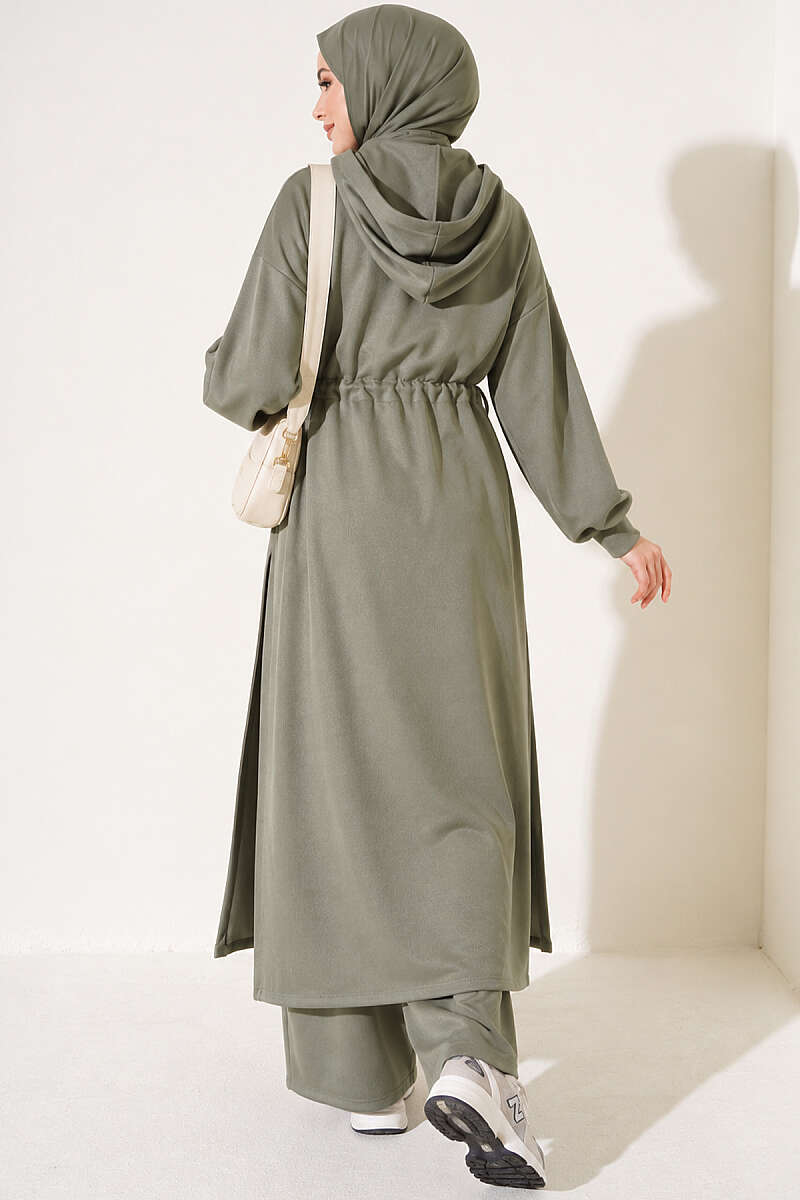 Loyşa Waist-Defined Long Tunic Set Hazel – Image 3