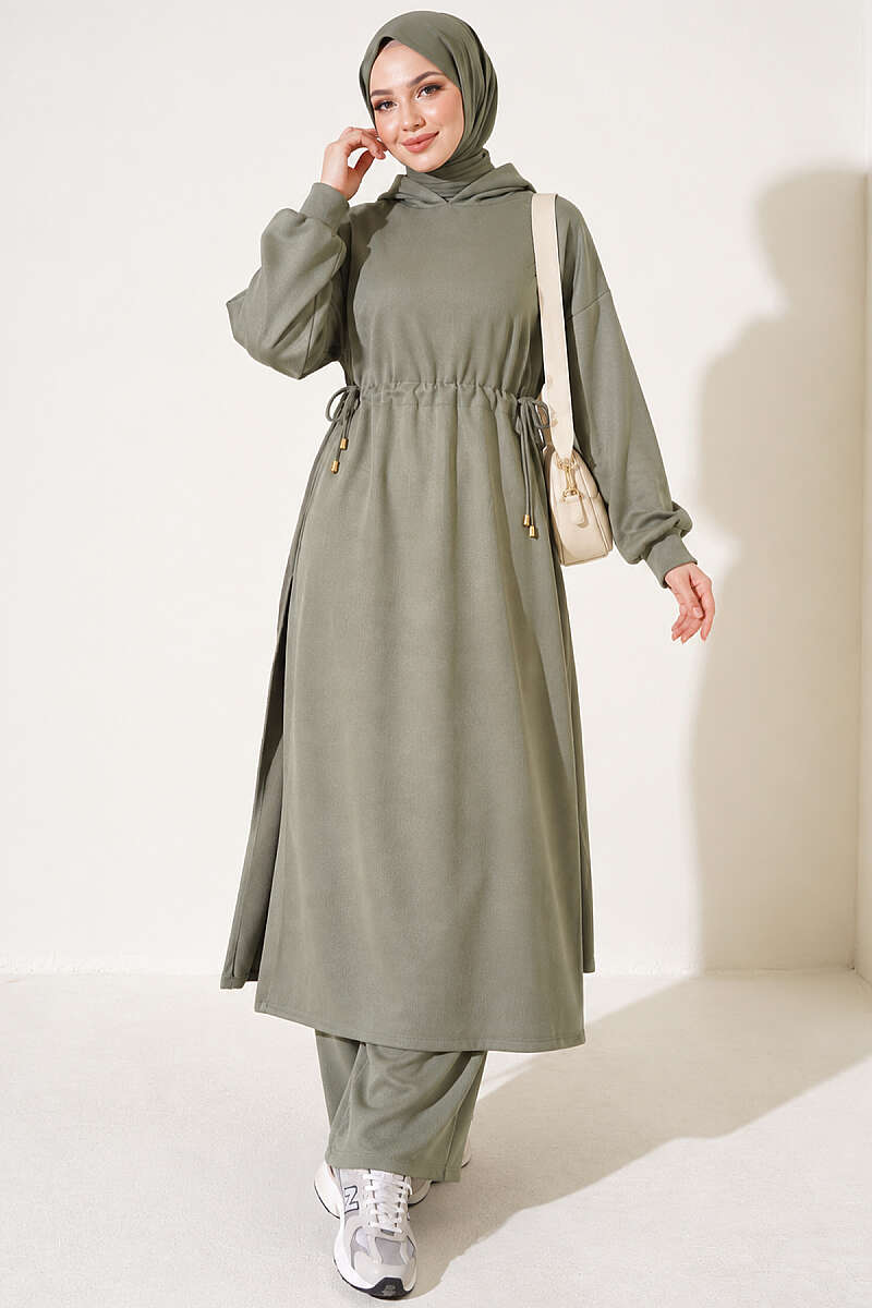 Loyşa Waist-Defined Long Tunic Set Hazel – Image 4