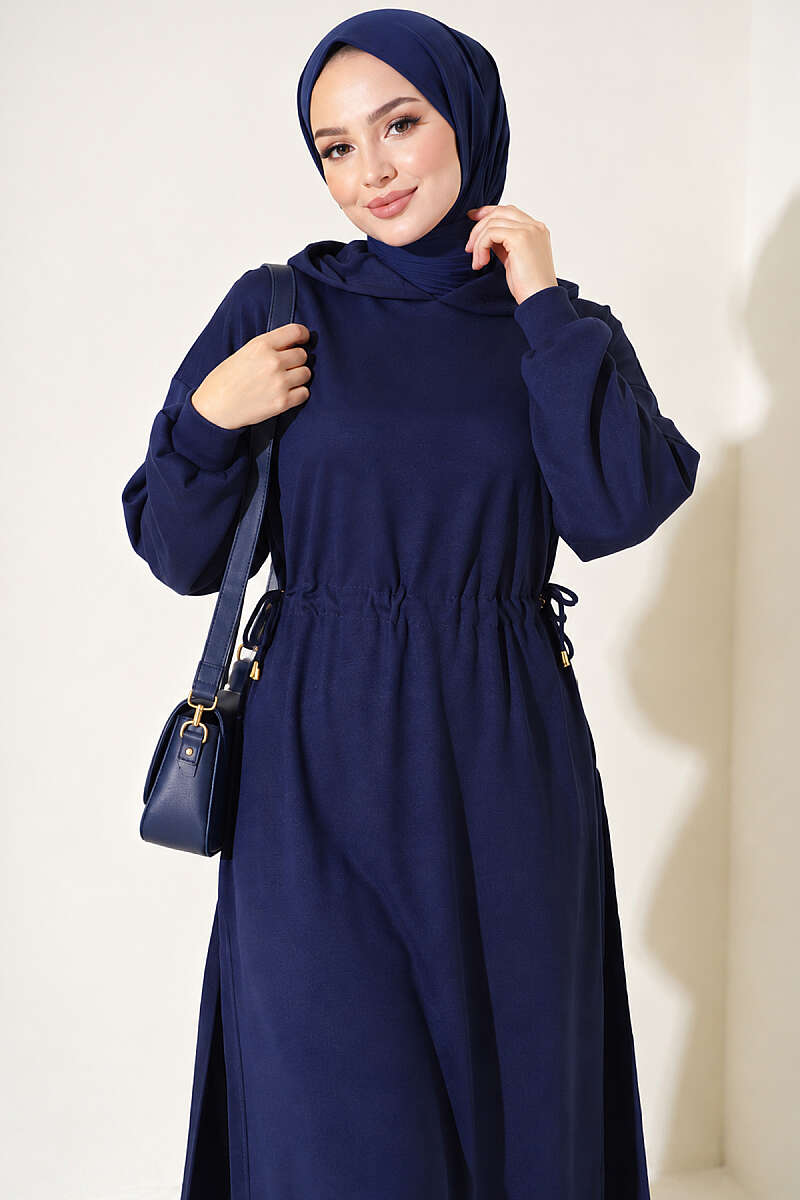 Loyşa Waist-Defined Long Tunic Set Navy Blue – Bild 2