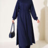 Loyşa Waist-Defined Long Tunic Set Navy Blue – Bild 4