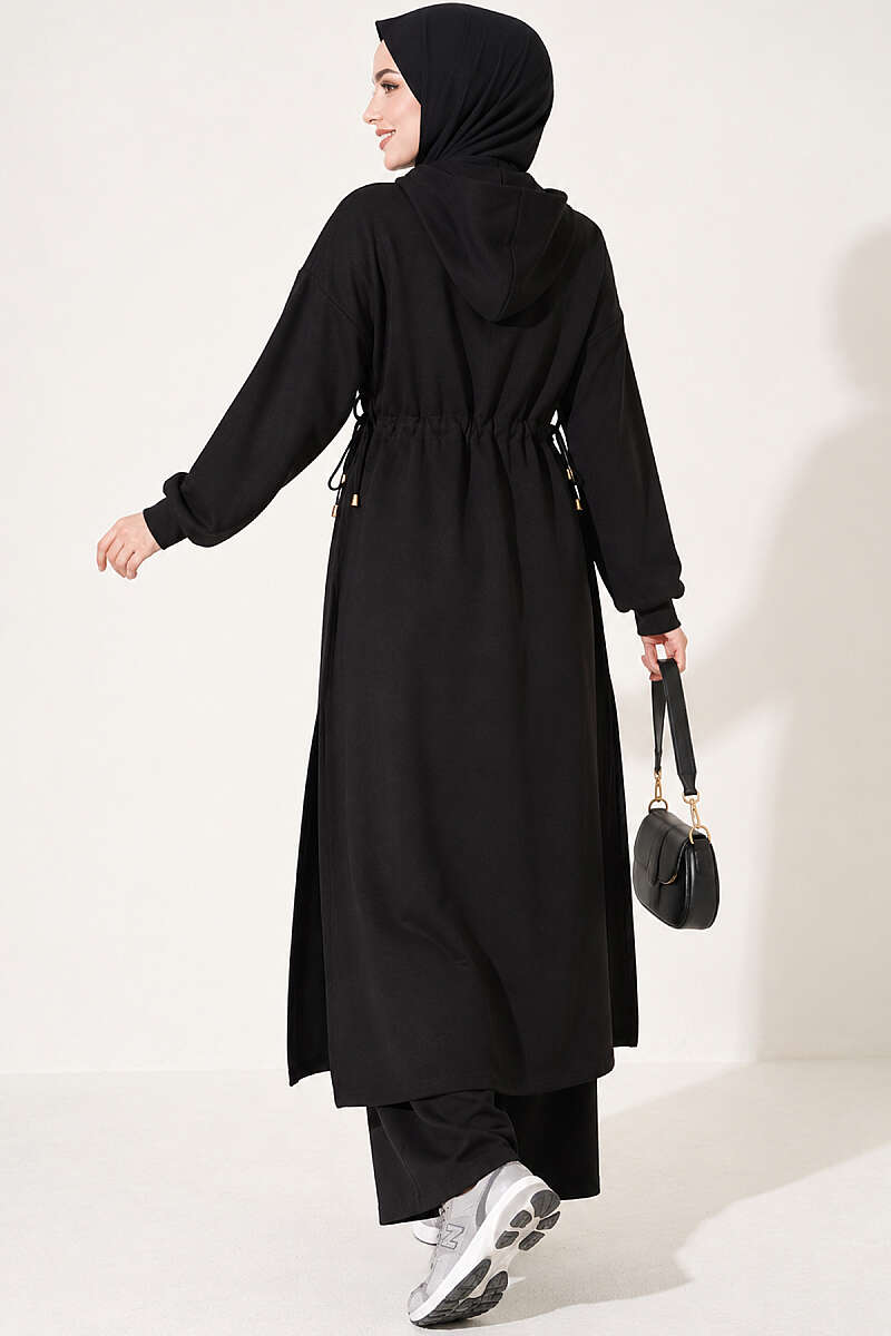 Loyşa Waist-Defined Long Tunic Set Black - immagine 4