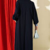 Loyşa Denim Garment with Ribbed Hem Edge Dress Navy Blue - Image 3